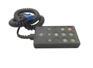 Mercedes axle lift control module with blue connector and multiple buttons