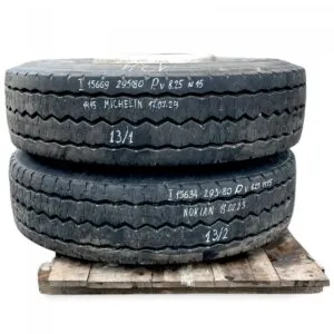 Set of 2 tires 295/80 r22. 5 – michelin & nokian