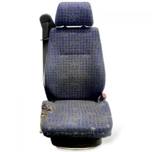 Used man driver seat, blue upholstery with geometric pattern