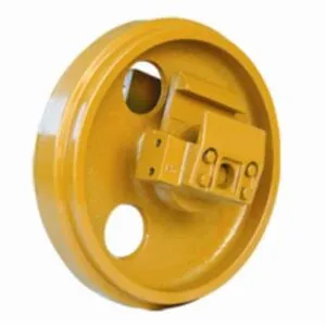 Yellow excavator guide roller