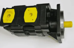 Hydraulic pump for terex fermec backhoe – double section model with yellow fittings